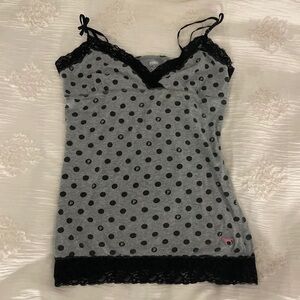 PINK Victoria's Secret Gray Camisole with Black Dots